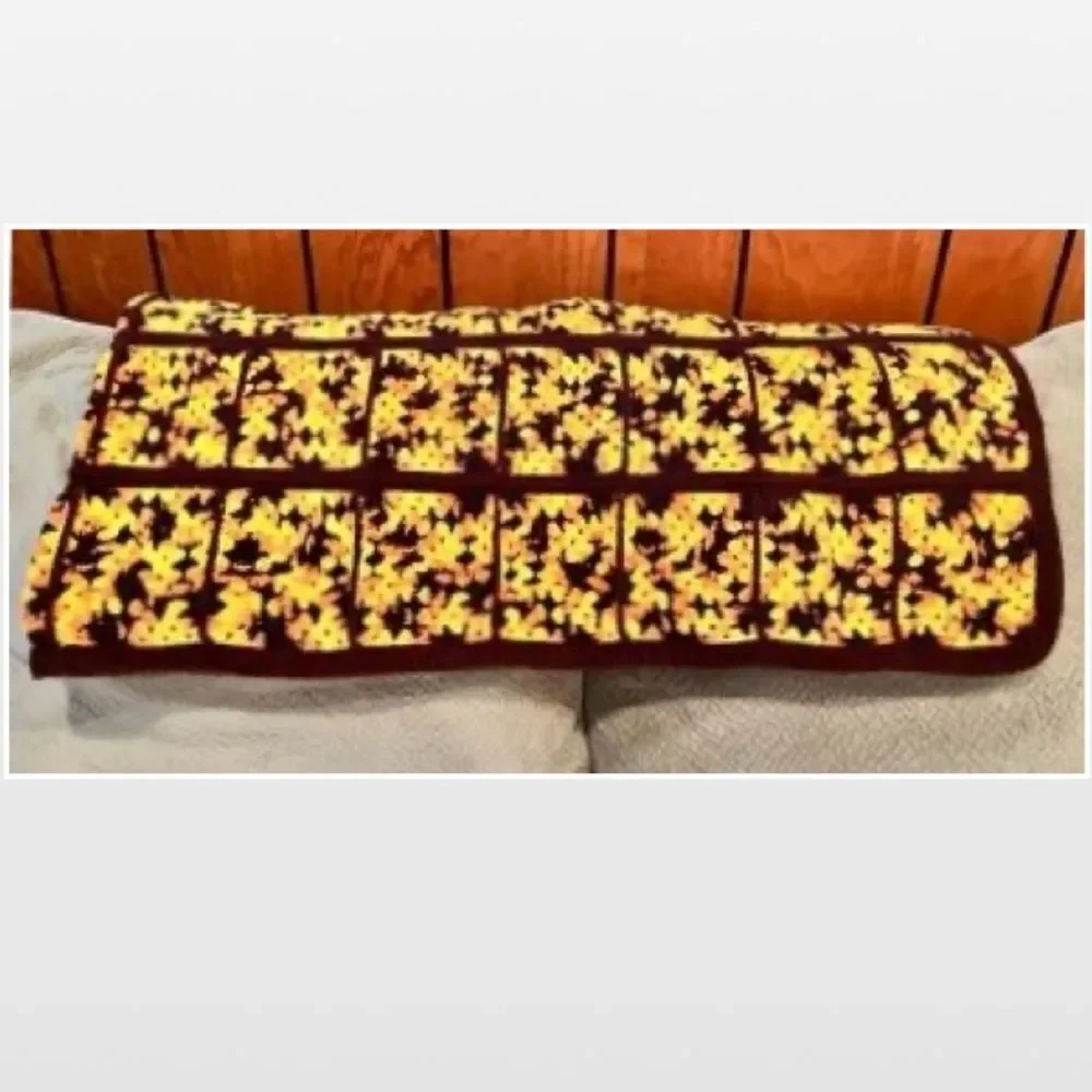 Vintage Hand Crochet Striped Heavier Home Blanket